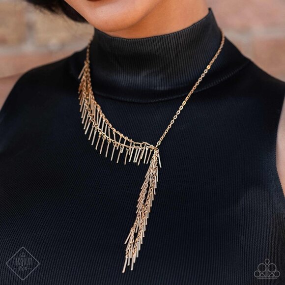 paparazzi Jewelry - Linear Leap - Gold Necklace